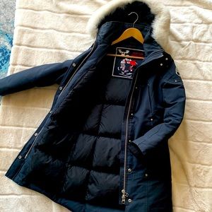 Moose Knuckles long navy XS parka